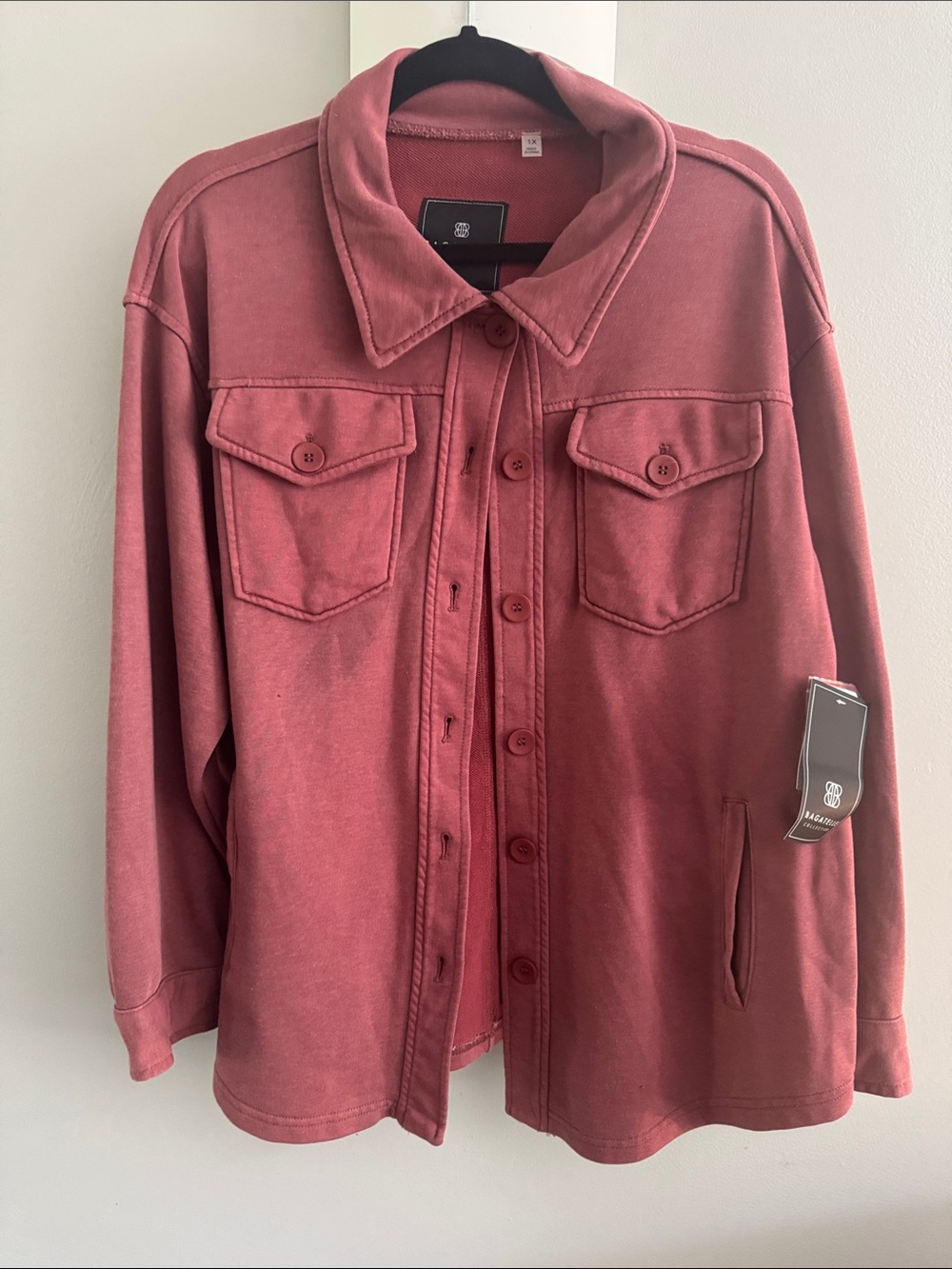 Washed Rose Button-Front Jean Jacket